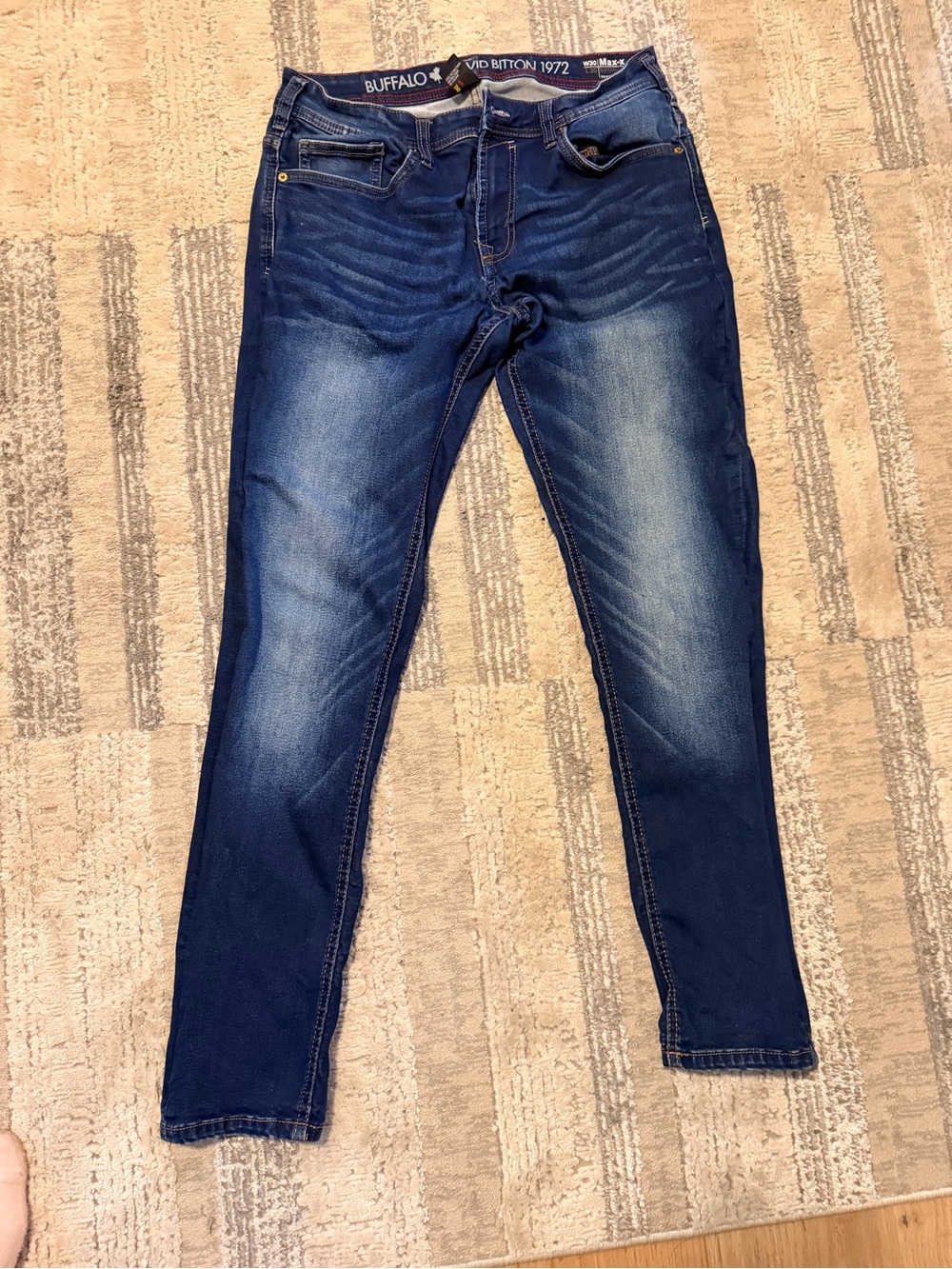 Buffalo David Bitton Men’s Blue Skinny Jeans with Faded Detailing